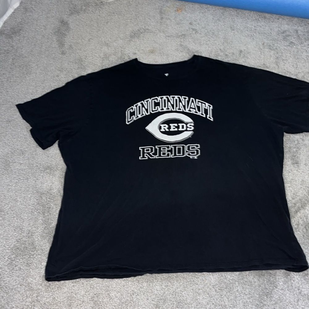 Mens Rare Cincinnati Reds Baseball Black White Print Big Man’s T shirt 5XT Tall